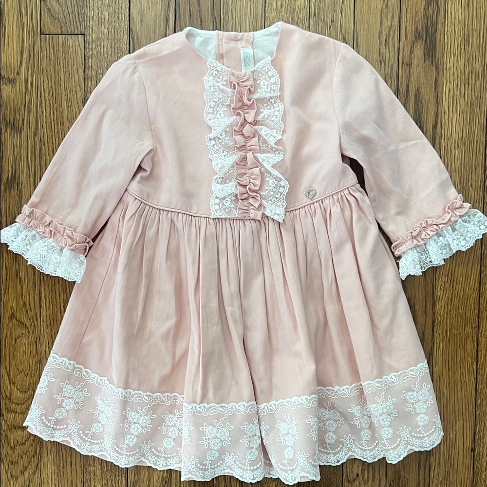 Elegant Pink Lace Trim Kids Formal Dress